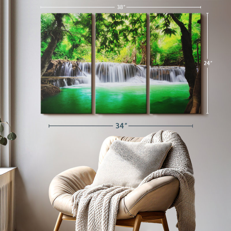«Huay Mae Khamin Waterfall» sur, H 24 po x l 38 po x P 1,25 po