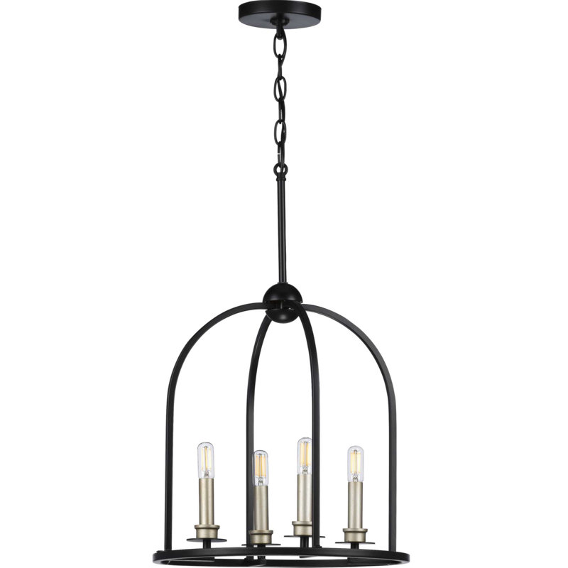 Lustre géométrique grise 4 lumières Gatun, Noir