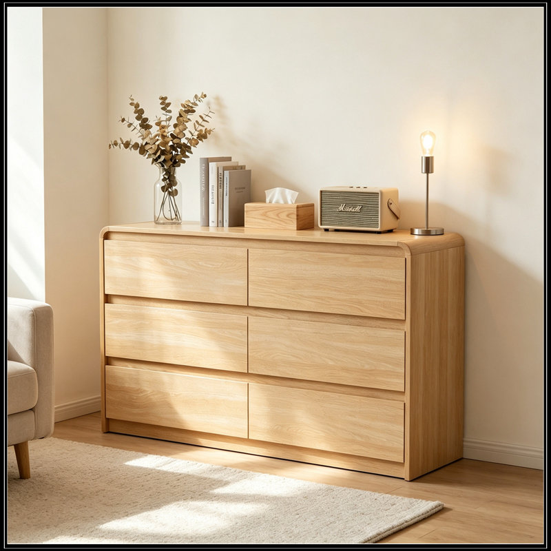 Commode d'appoint en bois avec 6 tiroirs