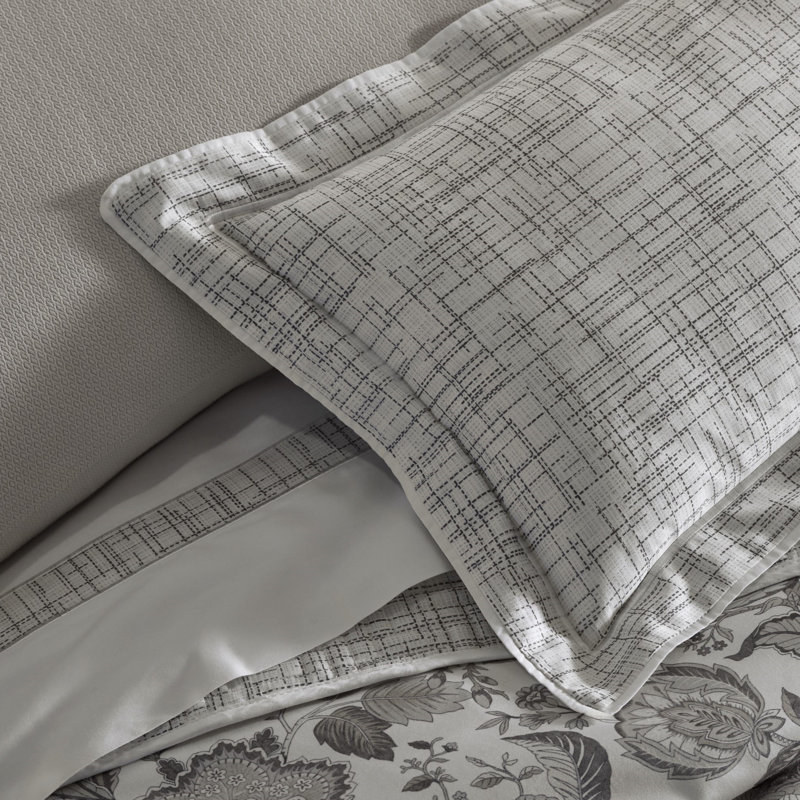 Daphne Sham, Gray Floral, Euro Sham