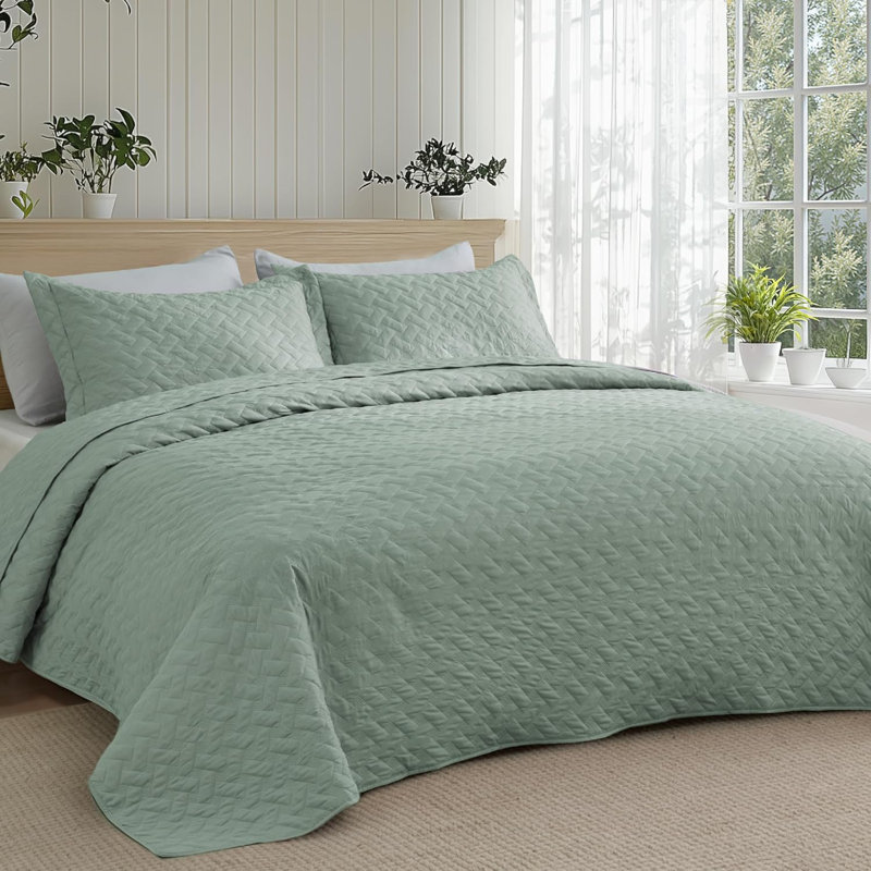 Couvre-lits légers avec motif de tissage de panier Quilts, ensemble de literie à courtepointe douce, couvre-lit Hazel