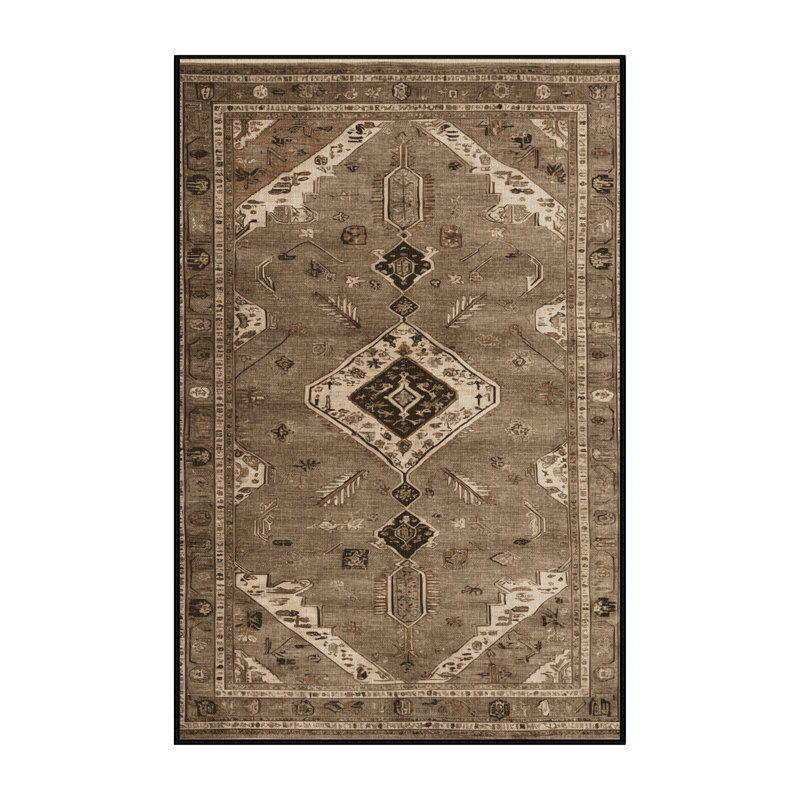 Tapis brun lavable à la machine, Rectangle 7 pi x 10 pi