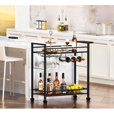 Bar Cart,Home Bar Serving Cart With Storage Shelves, 2 Tier