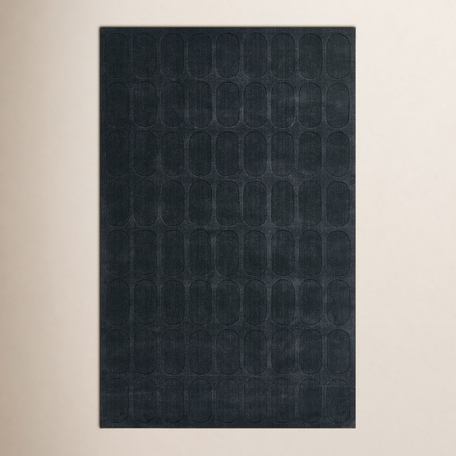  Contour Hand Woven Wool Geometric Navy Area Rug, Rectangle 5' x 8'
