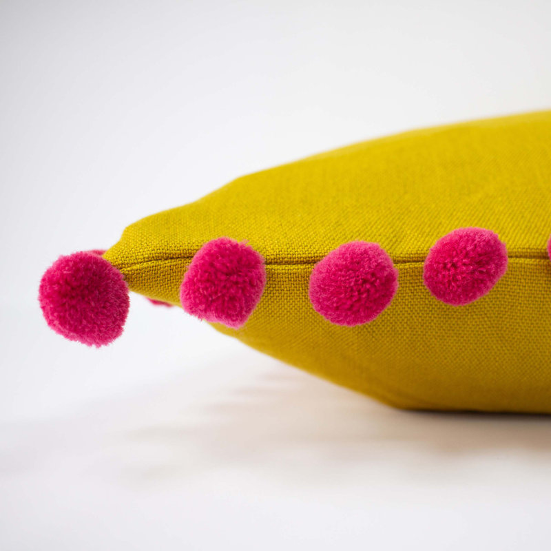 Square Cushion, Bamboo/Magenta, Feathers