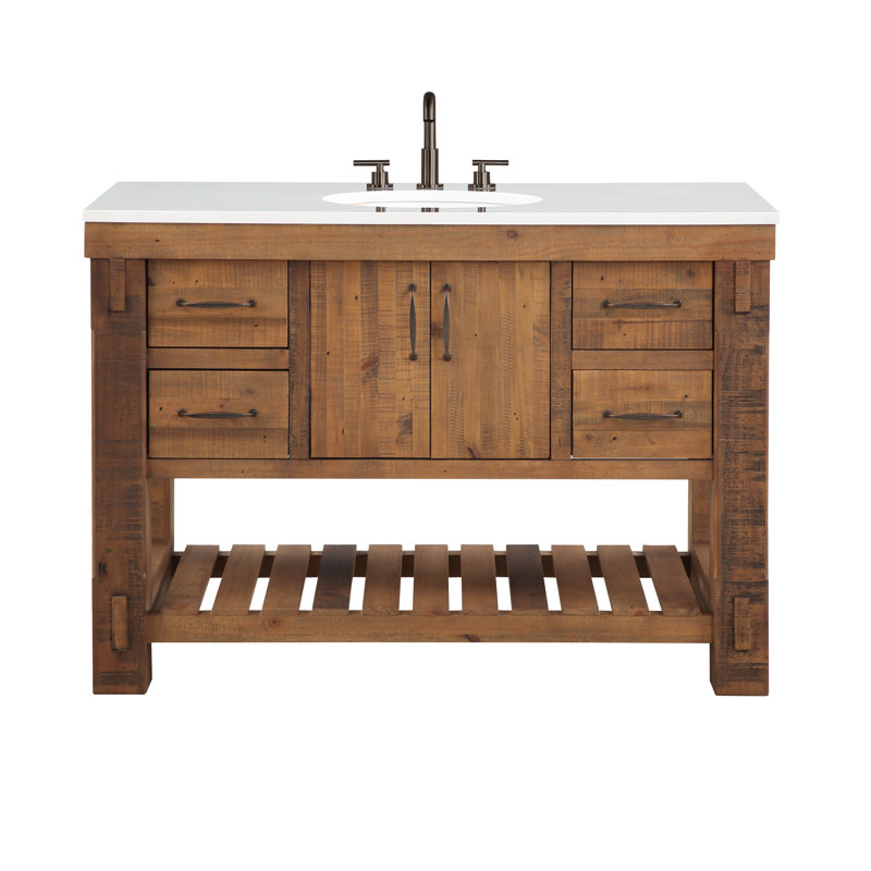 Bromley 48" Single Bathroom Vanity with Quartz Top, Vintage Pine