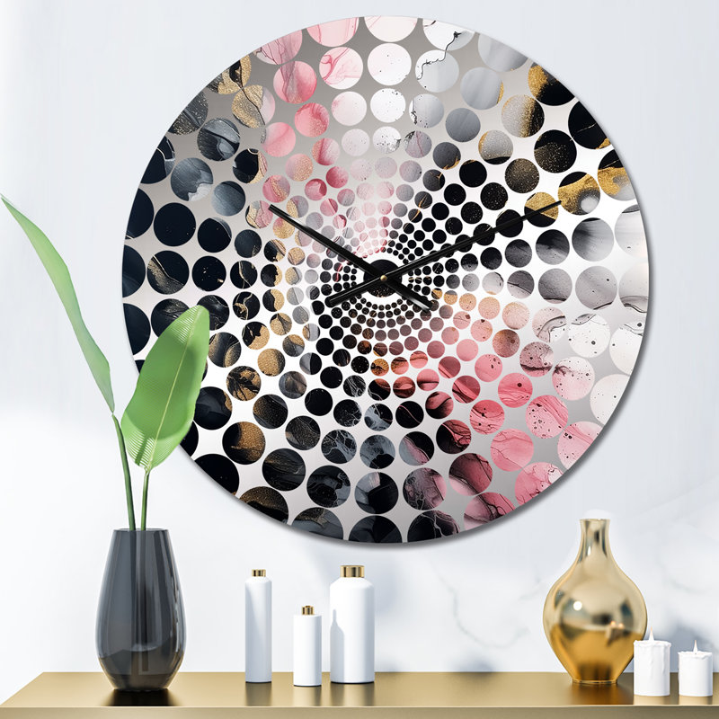 Horloge murale abstraite en marbre noir et or III, Petit