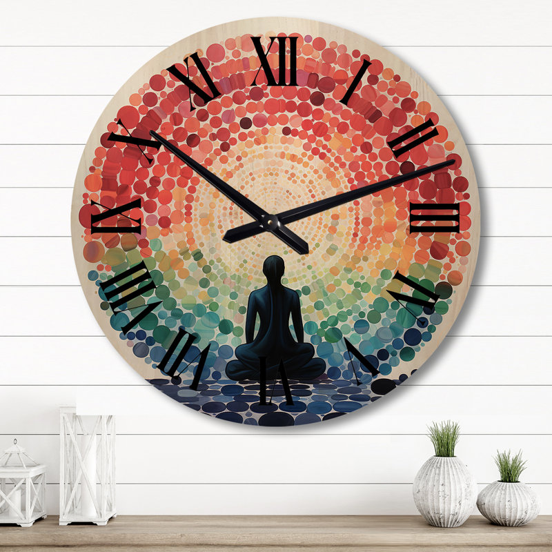 Colorful Meditation Harmony of Mind - Abstract Oversized Wood Wall Clock, Large