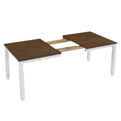 59"-77" Extendable Dining Table for 4–6 People, MDF Oak Veneer Painted Top, Modern Farmhouse Kitchen Table, Solid Rubberwood Legs, Space-Saving for Ki