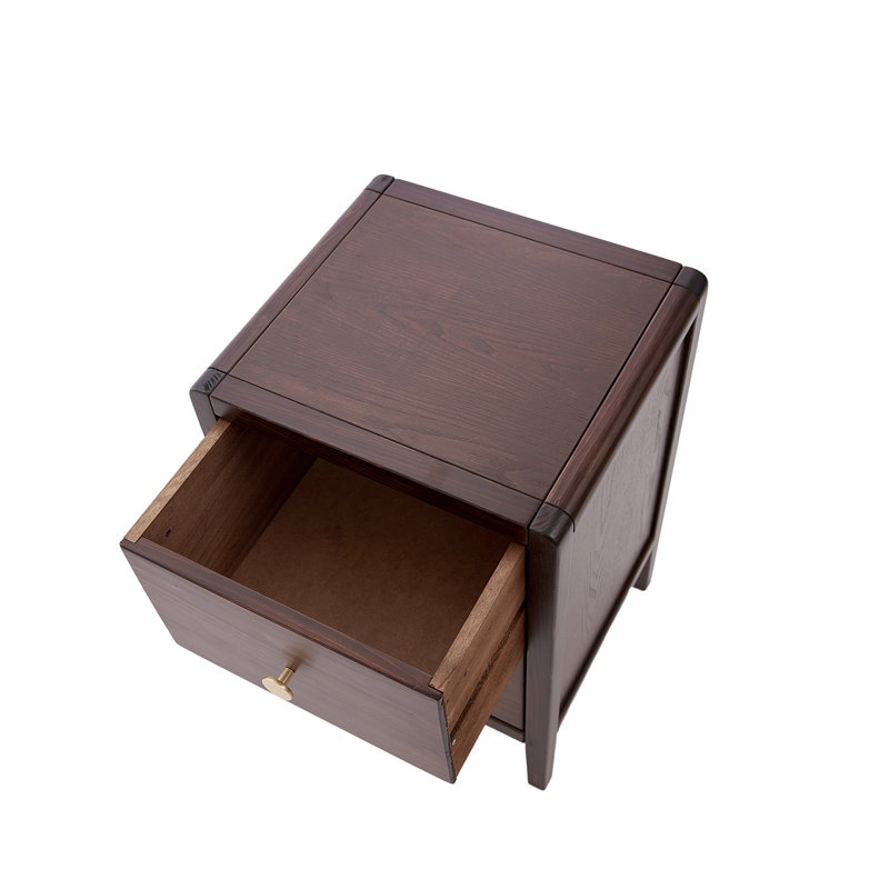 Amellia 39cm W Solid + Manufactured Wood Bedside Table, Brown