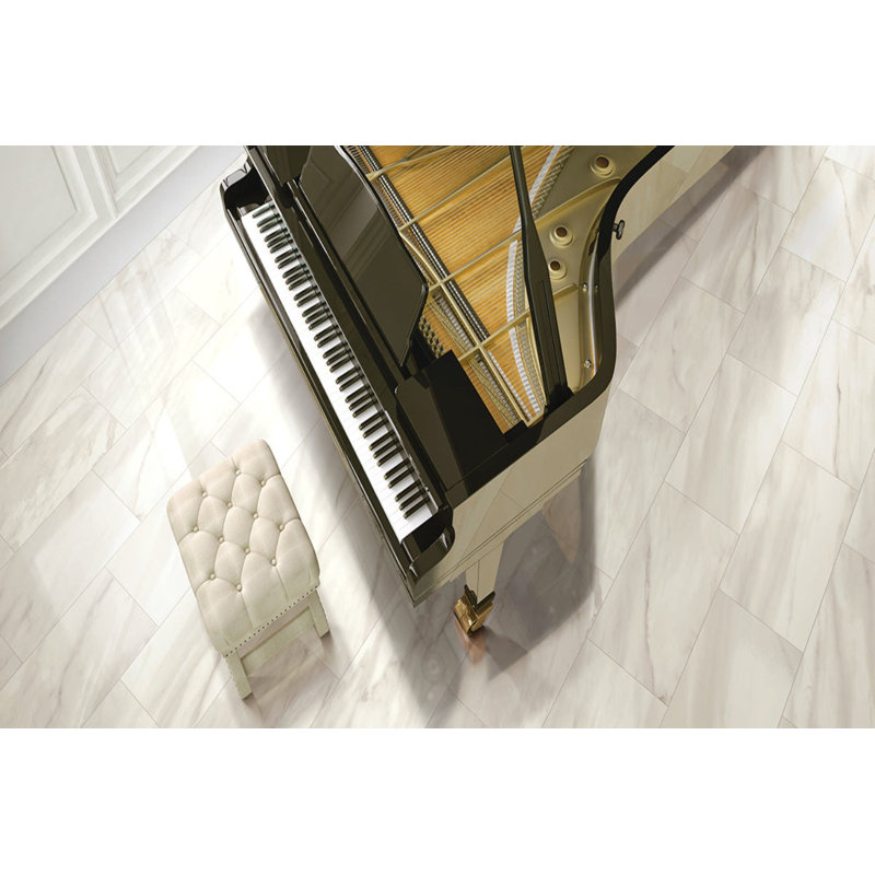Marble 12" x 24" Porcelain Marble Look Wall & Floor Tile, White/Gray/Ivory