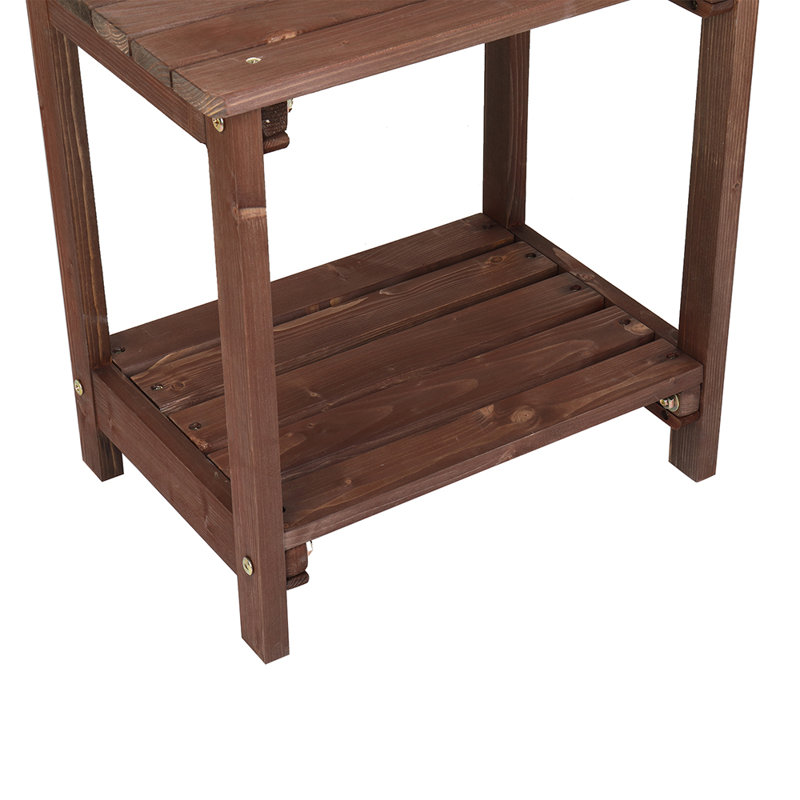 Table d'appoint rectangulaire en bois - 19,8 x 14 x 19,8 po - Bois massif - 1 pièce - Table d'appoint - Brun clair - Rangement compact pour n'importe quelle pièce
