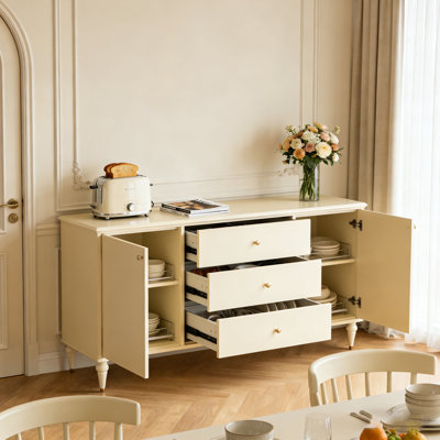 Simple Cream Style Solid Wood Sideboard