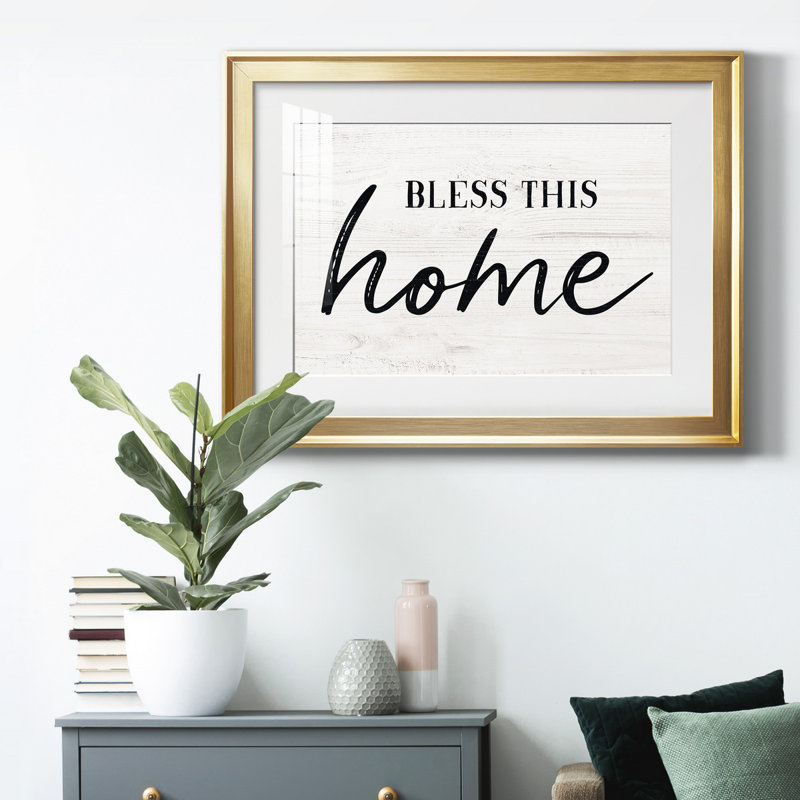 «Bless This Home», reproduction encadrée de qualité supérieure - prête à être accrochée, Cadre doré
