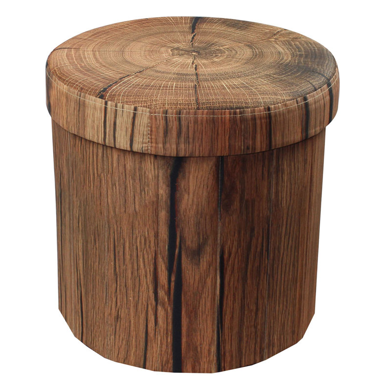 Sorbus Storage Ottoman Foldable with Lid in Log Print, Brown