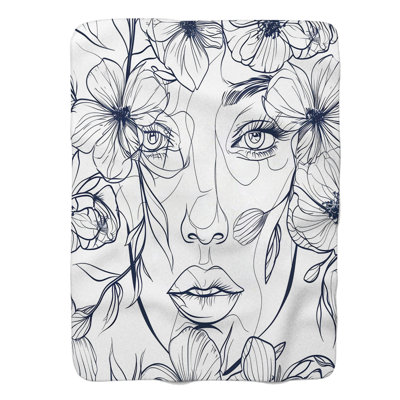 Simple Floral Face - Couverture sherpa de qualité supérieure 1 pièce