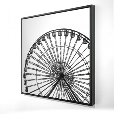 Monochrome Ferris Wheel Print On Canvas