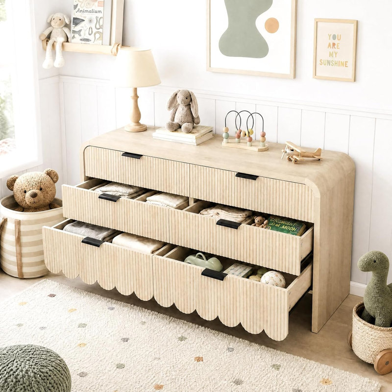 6 Drawer Dresser with Fluted Wave Panel