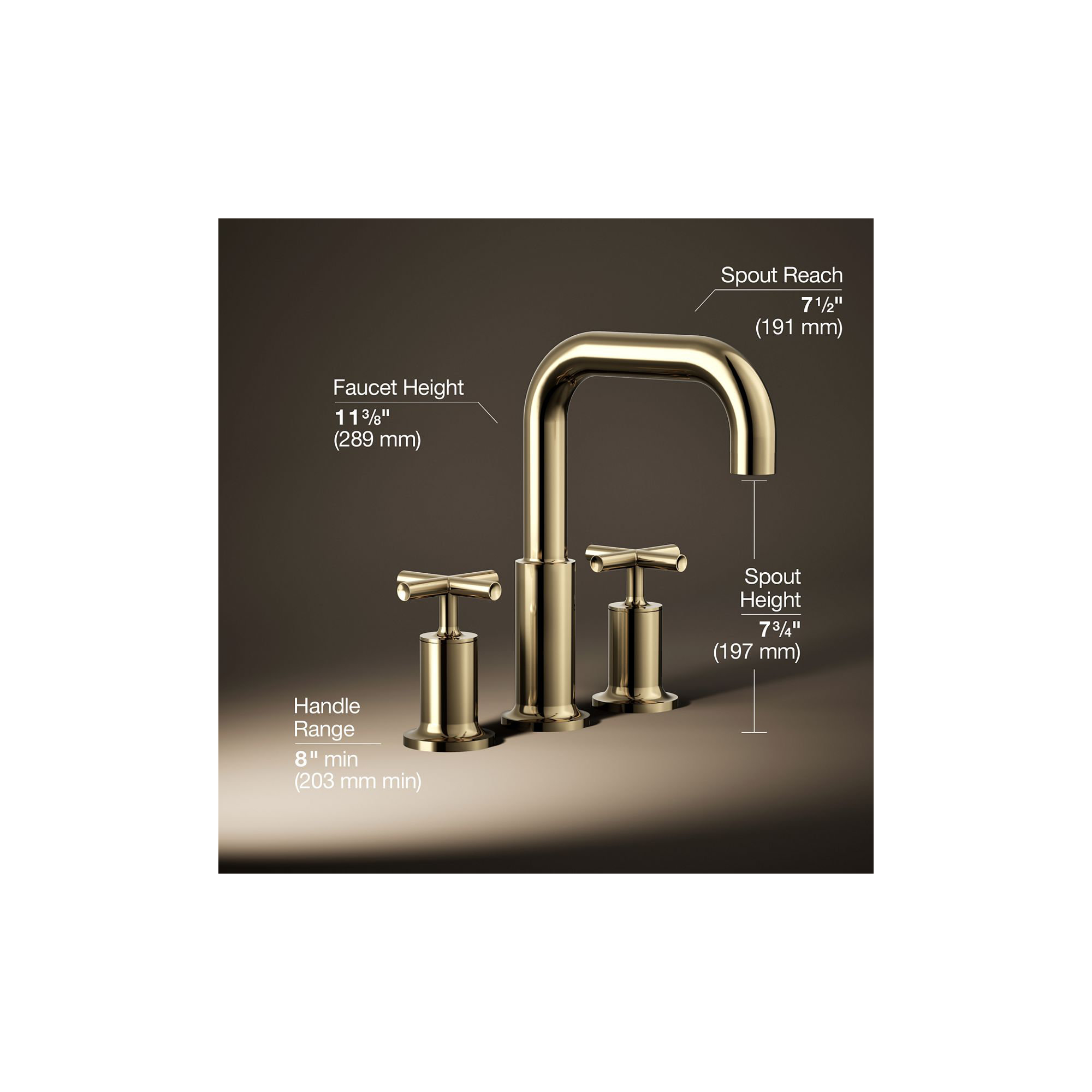 Purist Deck-Mount Bath Faucet Trim for High-Flow Valve with Cross Handles, Vibrant French Gold