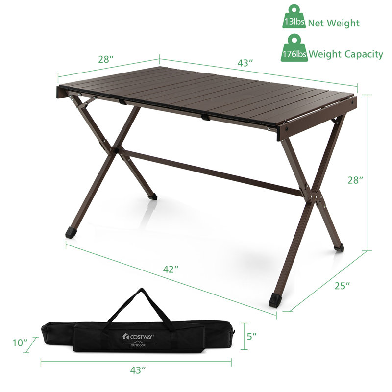 Table pliante portative 43 ", Brun