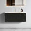 Meuble-lavabo moderne 36 po - Chêne noir rayé, lavabo en céramique blanche, meuble-lavabo flottant pré-assemblé sans couture: avec tiroir brossé