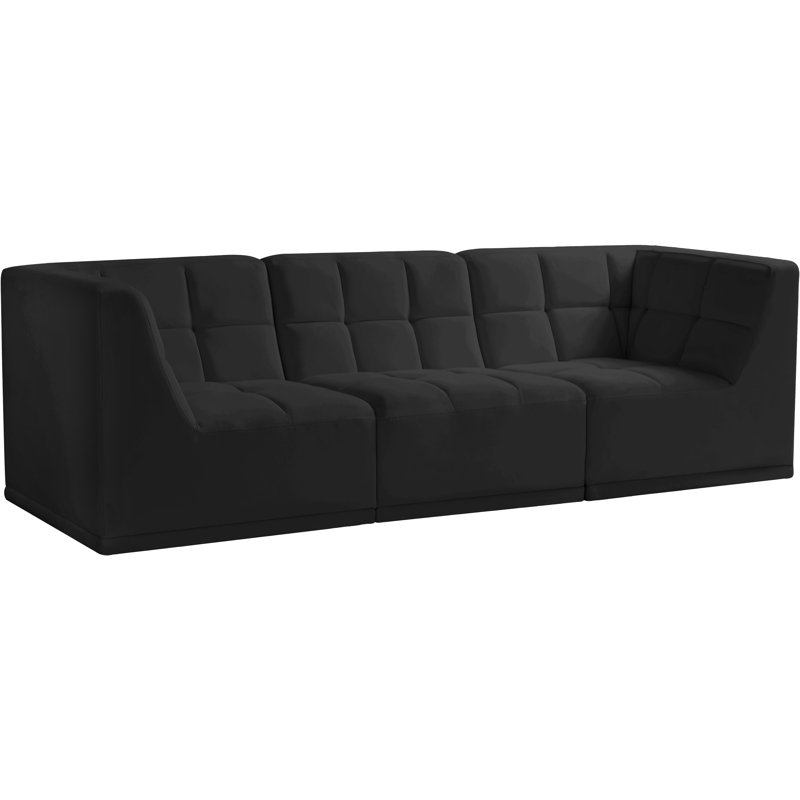 Causeuse Chesterfield Hildy, Velours noir