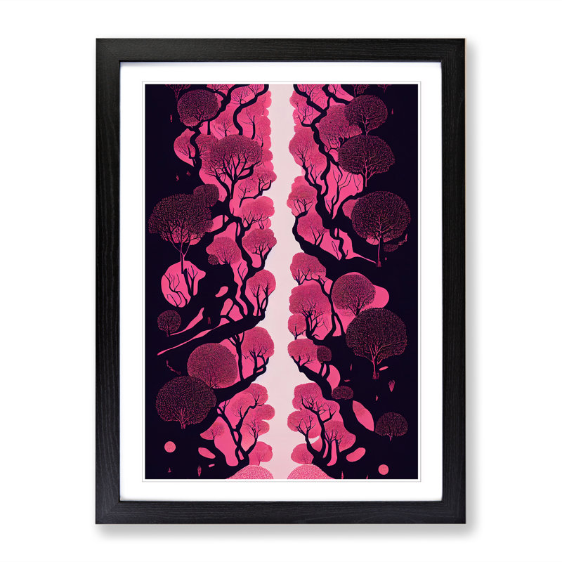 Bousov Japanese Cherry Tree Forest Abstract - Picture Frame Print, 64cm H x 46cm W x 2cm D, Walnut