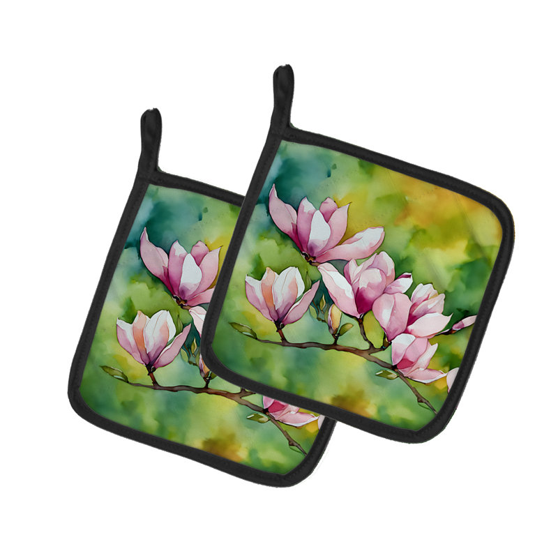 Magnolia du Mississippi en aquarelle, paire de poignées