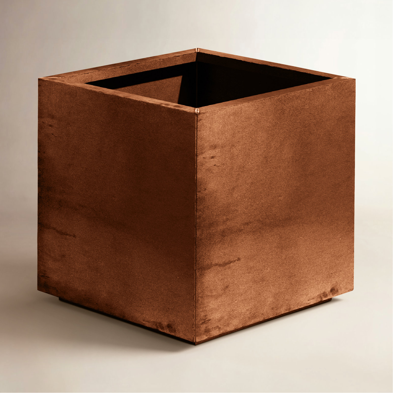 Corten Steel Series Planter Box, 22" H x 21" W x 21" D