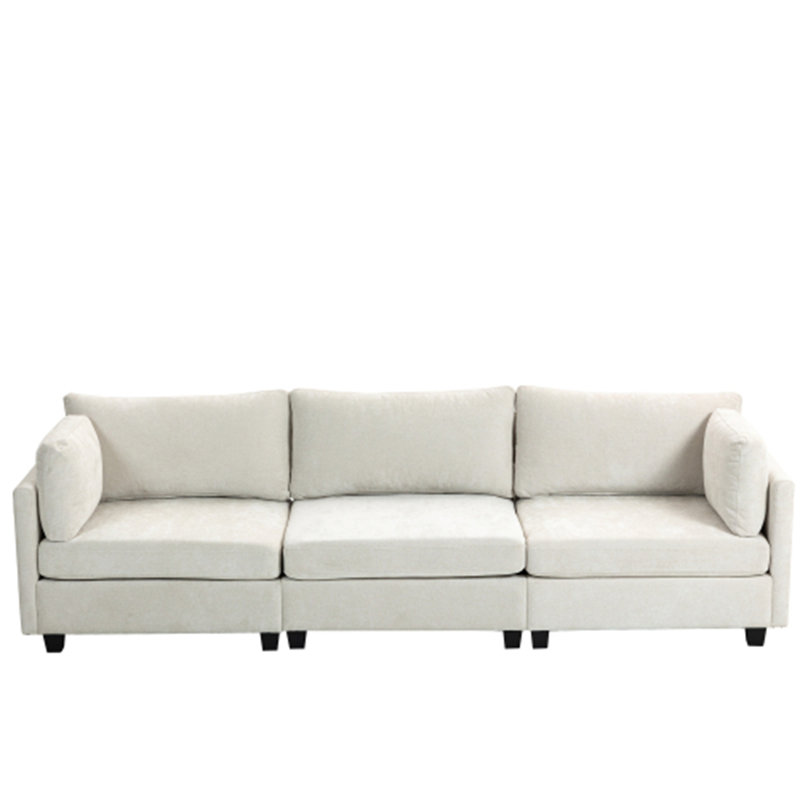 3-Seater Chenille Deep Sofa, Beige
