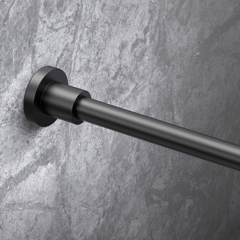 Tringle de rideau de douche droite fixe Minimalist 60 po | Tringle de douche murale en laiton massif, Noir mat