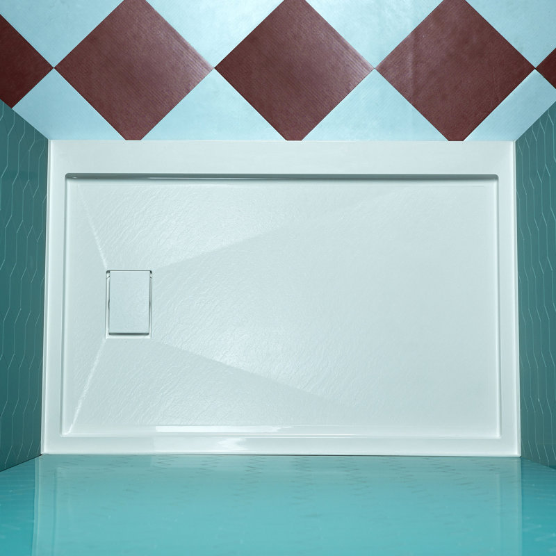 WOODBRIDGE 48 In. X 36 In. Solid Surface Shower Pan Base In White, Alcove Installation With Left/Right/Center Drain Options, Slip-Resistant & Mold-Resistant