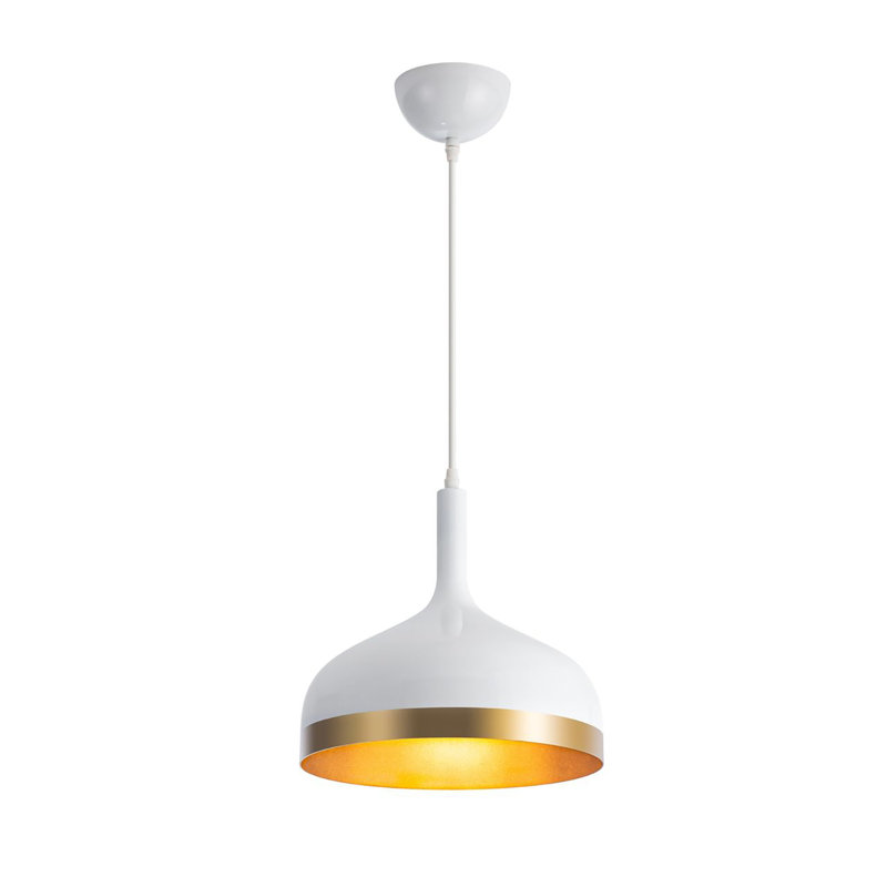 Luminaire suspendu 1 lumière Dash, H 11 po x l 12 po x P 12 po, Blanc / doré