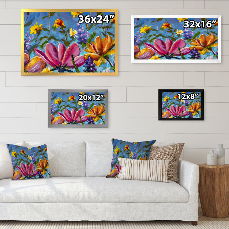 Impression sur toile, "Wildflowers Impressionism Art", H 8 po x l 12 po x P 1 po, Cadre photo argenté