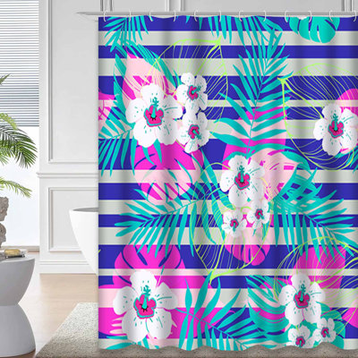 Rideau de douche imperméable TropicNeon Hawaiian