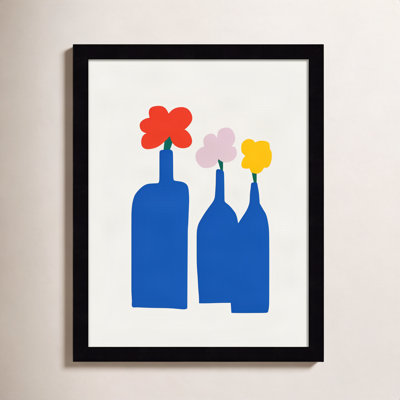 Blue Bottle Vase Print by Little Dean