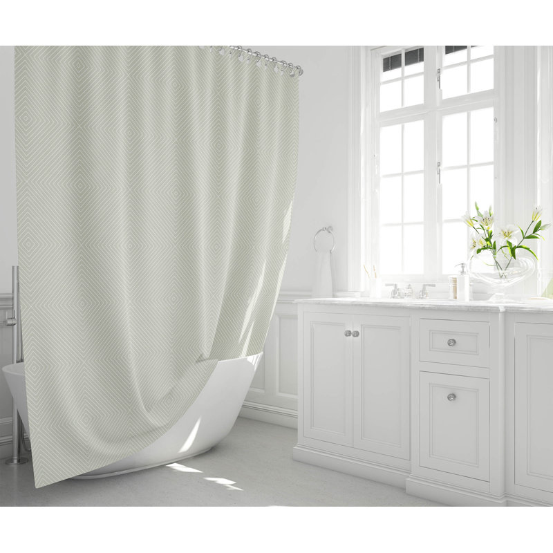 Eye Chev Ultra-Thin Lightweight Shower Curtain, Light Green Chevron / Zig Zag