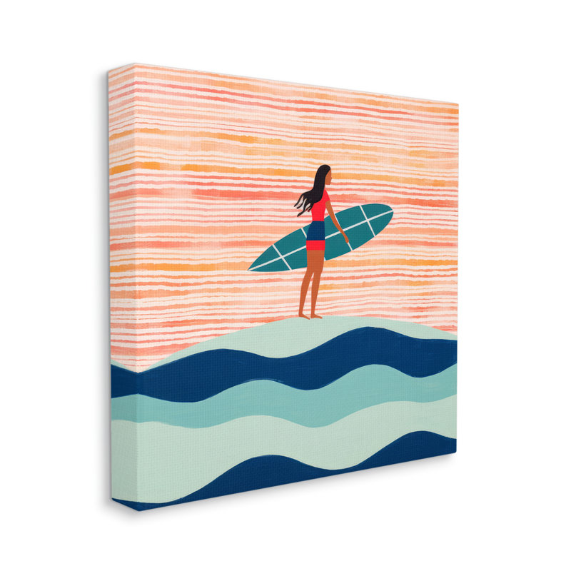 «Boho Beach Surfer On Canvas» par Lazar, reproduction de studio, H 24 po x l 24 po x P 1,5 po