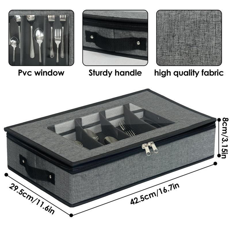 Adjustable Lightweight Silverware Storage Organizer - Dustproof & Foldable Utensil Box
