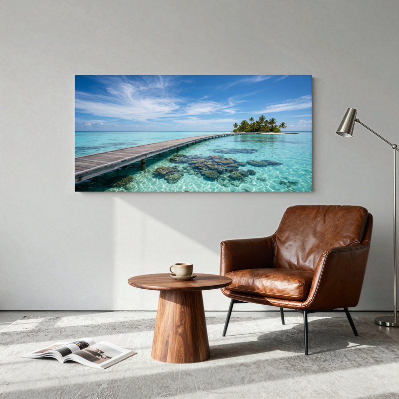 Ensemble de 1 tableau sur toile « Paradis tropical », L 40 po x H 20 po, Toile tendue