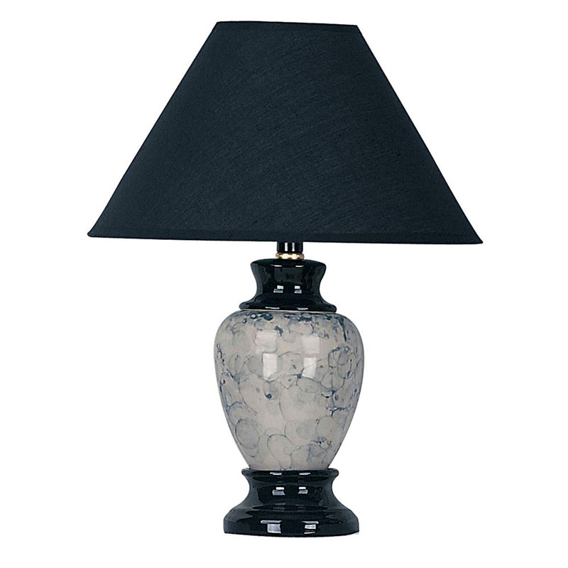 Lampe de table en céramique marbrée, Noir, Noir