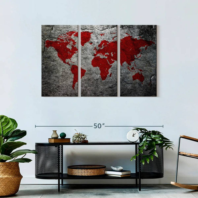 «Boulder World Map», reproduction sur toile, H 28 po x l 45 po x 1,25 po