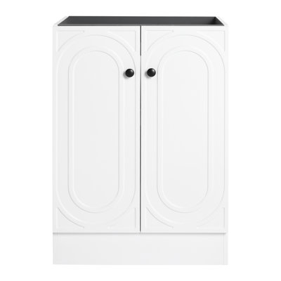 Meuble-lavabo de salle de bain 24 po - Contreplaqué blanc, portes à fermeture douce, étagère esthétique moderne à fermeture douce, attrayante