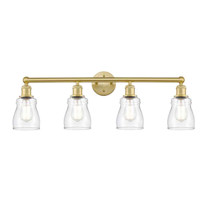 Éclairage pour meuble-lavabo de salle de bain 31,75 pouces 4 lumières Mccarver, Transparent, Or satiné