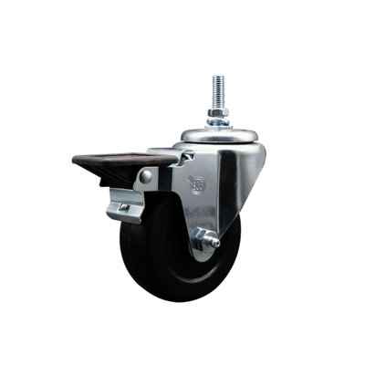 3.5 Inch_Soft Rubber 12MM Threaded Stem Caster with Brake