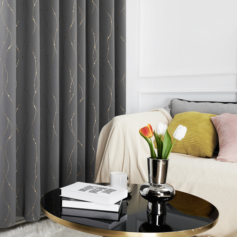 Blackout Curtain Pair, Greyish White, 117cm W x 183cm D