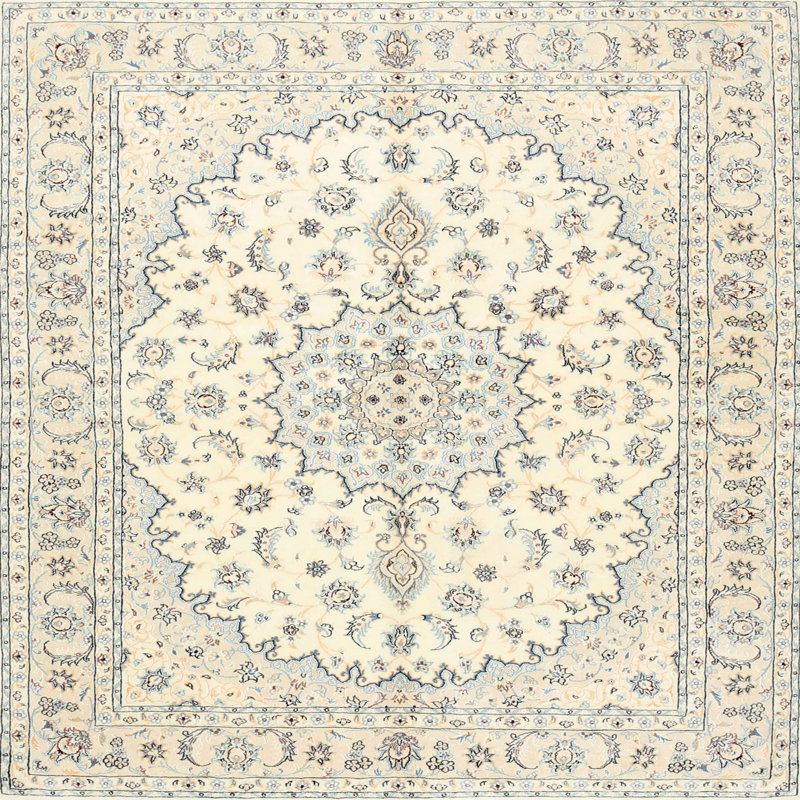 Tapis oriental ivoire / brun clair, Carré 8 pi