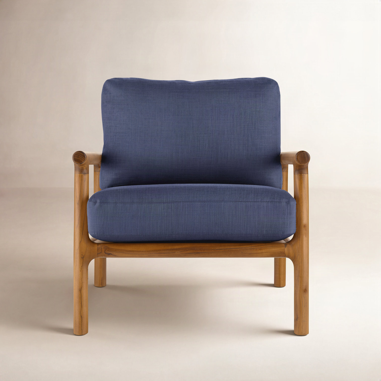 Cellire Linen Upholstered and Cotton Upholstered Armchair, Navy Polyester