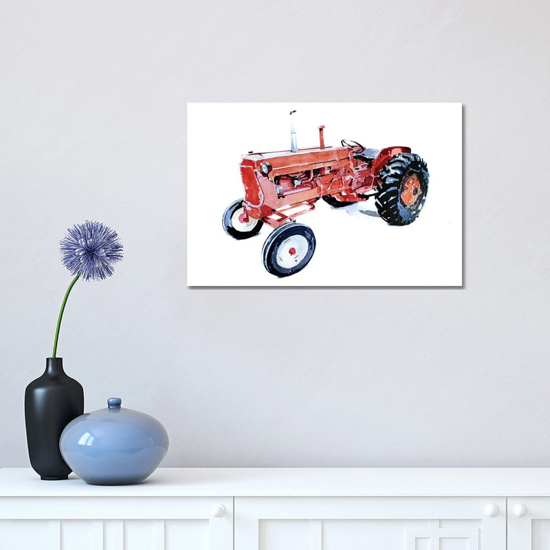 Lil Red Tractor - Painting on Canvas, Wrapped Canvas, 30.48 cm H x 45.72 cm W