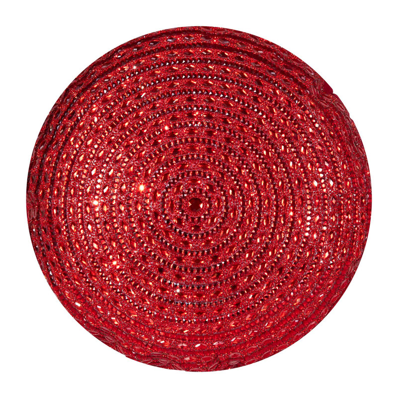Sparkles Home Gatsby Round Throw Pillow | Velvet Decorative Pillow with Rhinestone Accents, Red